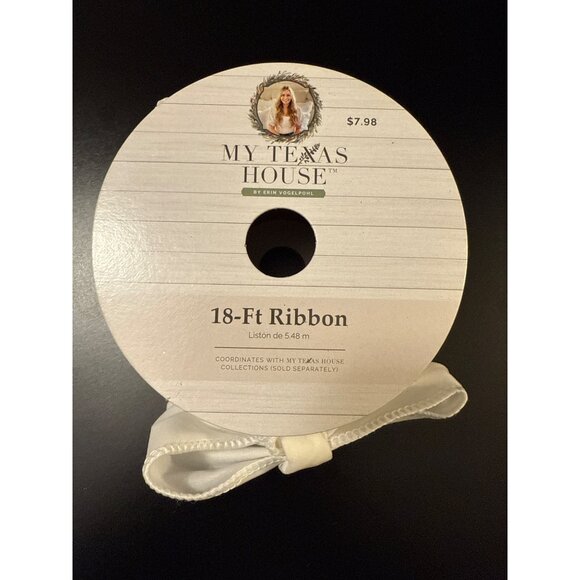 My Texas House 2.5 in 18-Ft White Velvet Ribbon Wreath Craft Wrapping - Picture 2 of 5